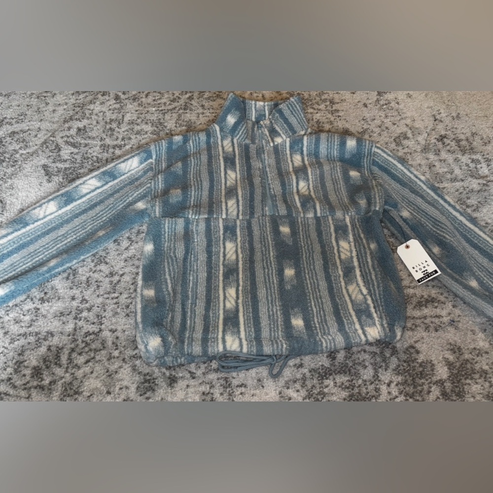 NWT Billabong Time Off Fleece Pullover Blue White Size: Medium - Picture 3 of 7
